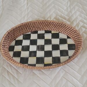 MacKenzie-Childs Black and White Checkered Woven Tray